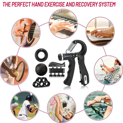 6-in-1 Hand Grip Strengthener Set – Einstellbarer Unterarmtrainer für Rehabilitation, Kraft & Stressabbau