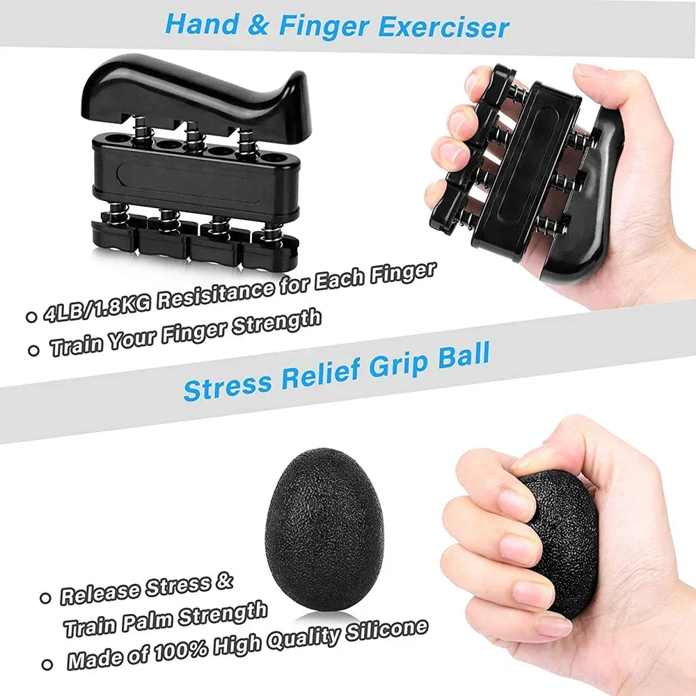6-in-1 Hand Grip Strengthener Set – Einstellbarer Unterarmtrainer für Rehabilitation, Kraft & Stressabbau